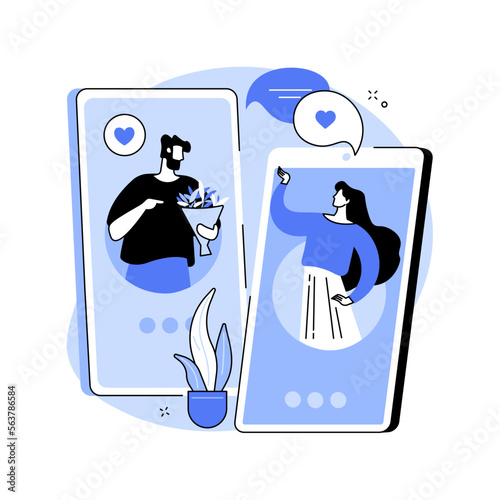 Online relationships abstract concept vector illustration.