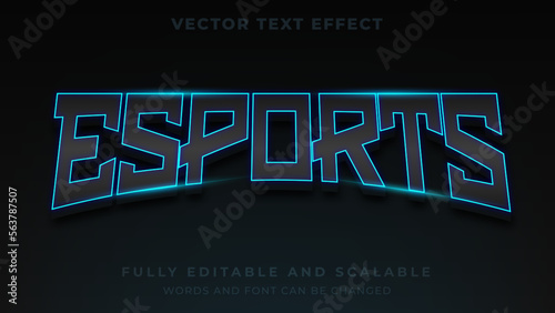 3d esport neon glowing gaming text style effect template editable text effect