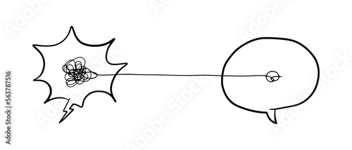 Symbol of complicated way with scribbled round element, Vector illustration.