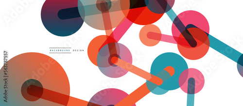 Abstract background. Round dots connected by lines. Trendy techno business template for wallpaper, banner, background or landing