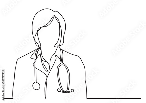 continuous line drawing vector illustration with FULLY EDITABLE STROKE of hospital doctor healthcare professionals