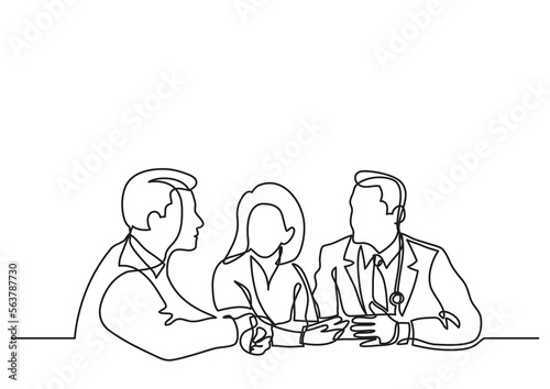 continuous line drawing vector illustration with FULLY EDITABLE STROKE of hospital doctor healthcare professionals