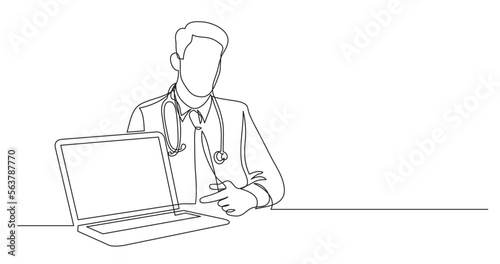 continuous line drawing vector illustration with FULLY EDITABLE STROKE of hospital doctor healthcare professionals