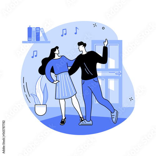 At-home dance class abstract concept vector illustration.
