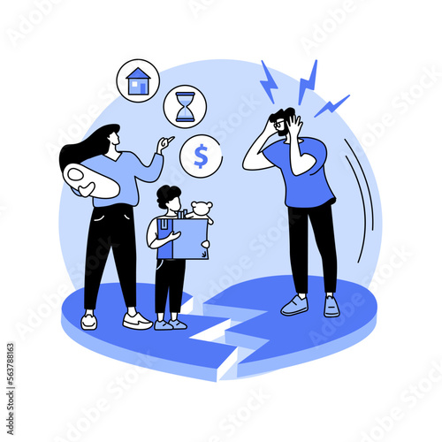 Challenges for divorced dads abstract concept vector illustration.