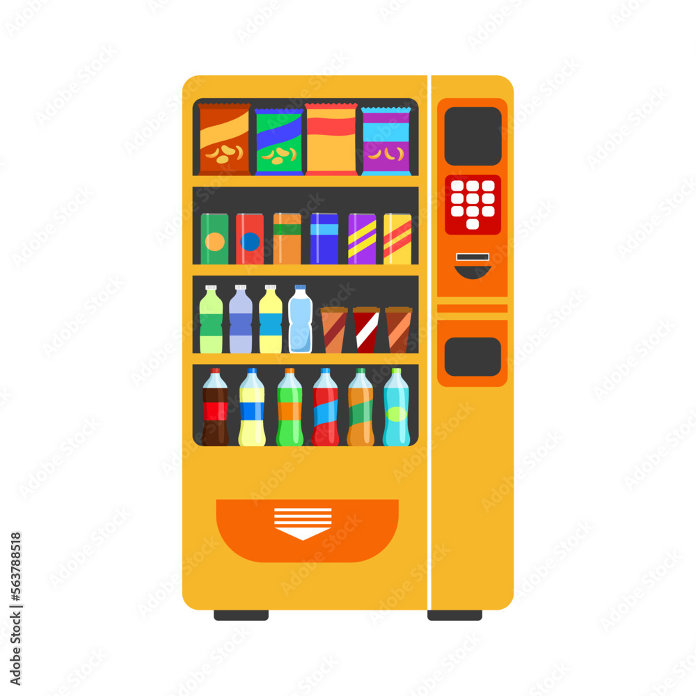 Automatic vending machine concept vector illustration. Self service ordering drink in flat design on white background.
