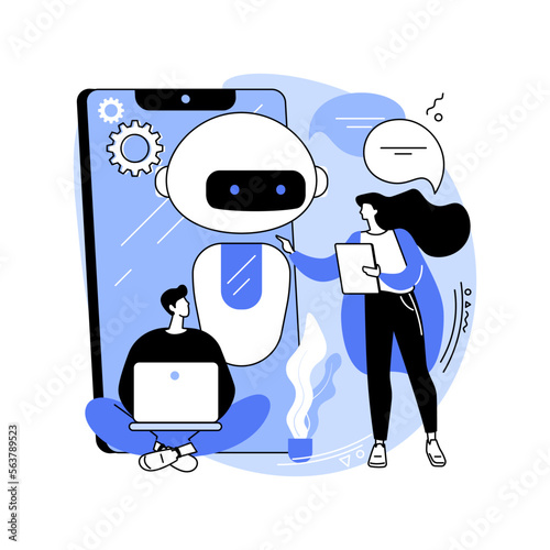 Chatbot app development abstract concept vector illustration.