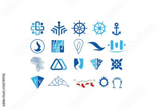 Logo icon design elements set. Abstract idea for business company. Finance  communication  technology  science and medical concept. Pictogram for corporate identity template.