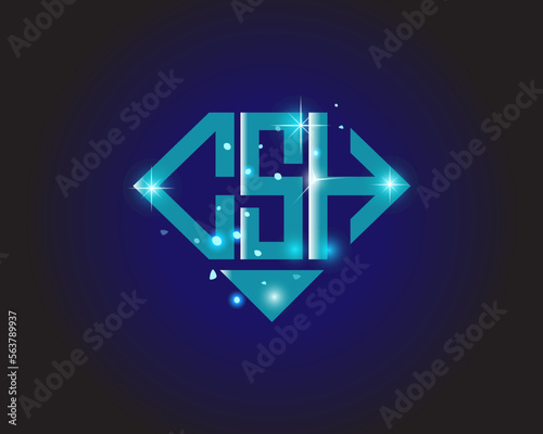 CSH Logo letter monogram with diamond shape design template.
 photo