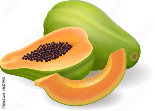 Cutting papaya illustration