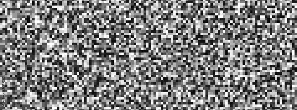 Square pixel background. Abstract illustration consisting of small squares. Black and white pixelated blocks.
