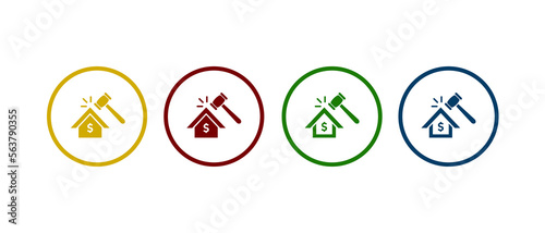 Real estate auction icon vector illustration. house icon in flat style concept.	