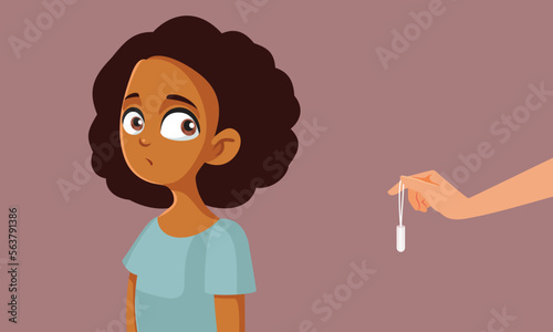 Teen Girl Borrowing a Tampon for a Friend Vector Cartoon Illustration. Teenager finding out about menstruation during puberty years 
