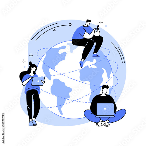 Global network connection abstract concept vector illustration.
