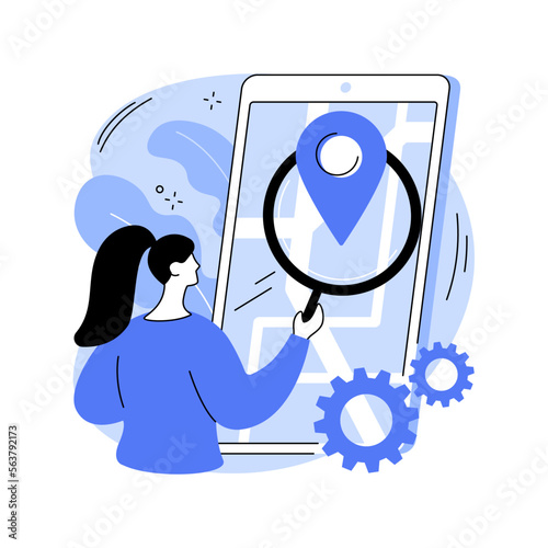 Mobile tracking soft abstract concept vector illustration.