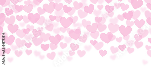 fallling pink heart illustration valentine conffeti border for card,banner, png isolated on transparent background