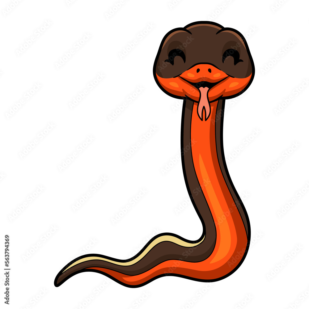 Fototapeta premium Cute happy garter snake cartoon