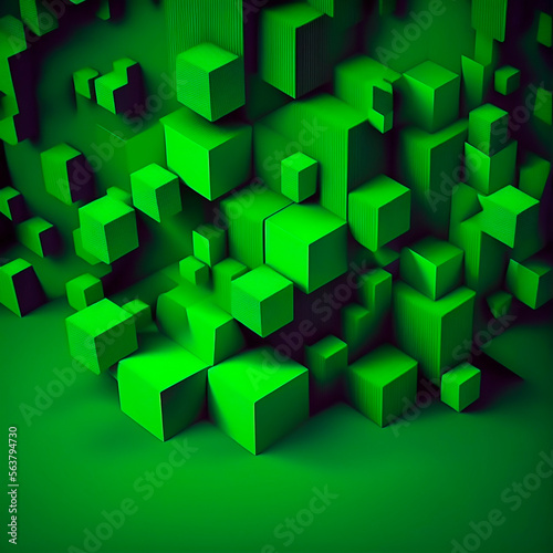 green 3d square background. generative ai