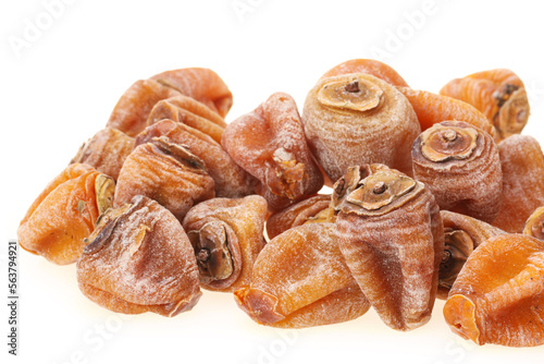 dried persimmon on white background 