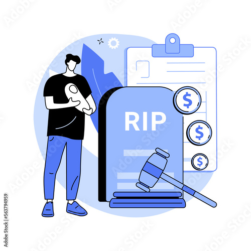 Death grant abstract concept vector illustration.