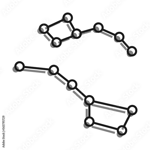 Linear filled with gray color icon. Constellation Ursa Minor And Ursa Major. Cluster Of Stars. Horoscope. Astronomy And Astrology. Simple black and white vector
