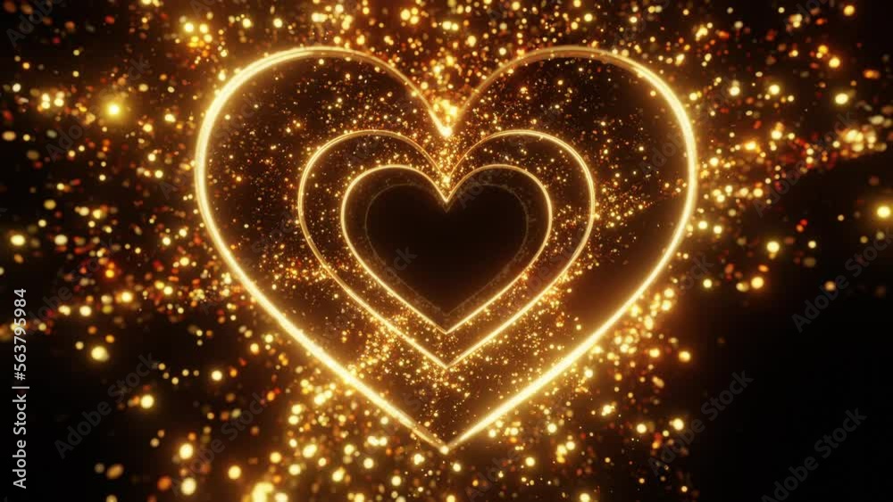 golden heart on black background