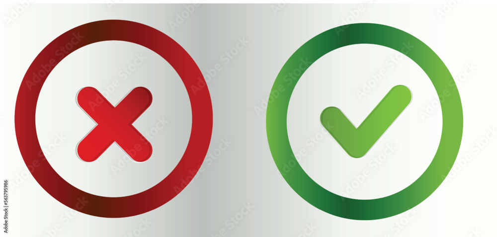 Check Mark, check tick, Yes, Wrong, Cross, No, False vector Check Mark, check tick, Yes, Wrong, Cross, No, False vector