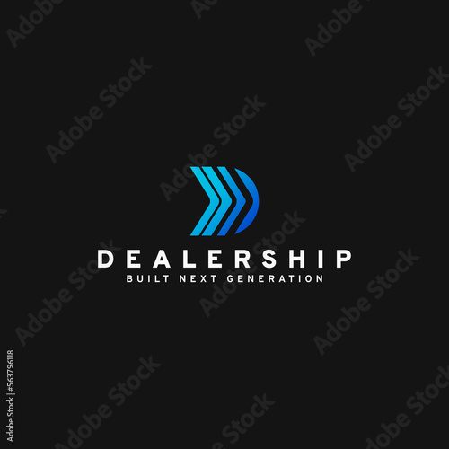 modern dealership, garage, dealer logo design vector concept with elegant and simple styles isolated on dark background. futuristic mark symbol logo d vector design template. 