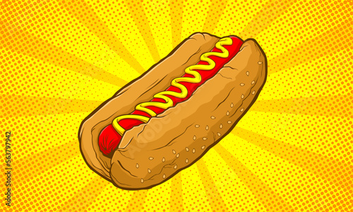 hot dog food hand draw cartoon style background
