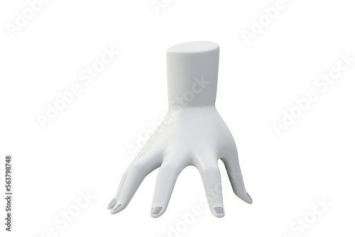 a white severed zombie hand, 3D Rendering