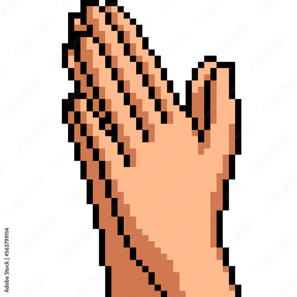 Obraz premium pixel art hand sign beg
