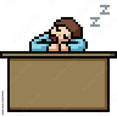 pixel art lazy office worker