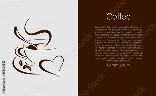 A cup of coffee in the style of minimalism. Vector illustration of a template for advertising coffee or for compiling a menu. Sketch for creativity.
