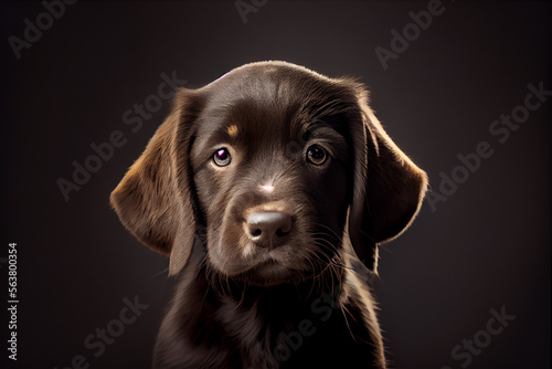 Portrait of a puppy dog on a black background. generative ai © Julian