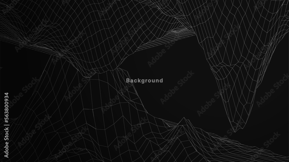 Cave terrain mountain surface contour. Black surface and white vector ...