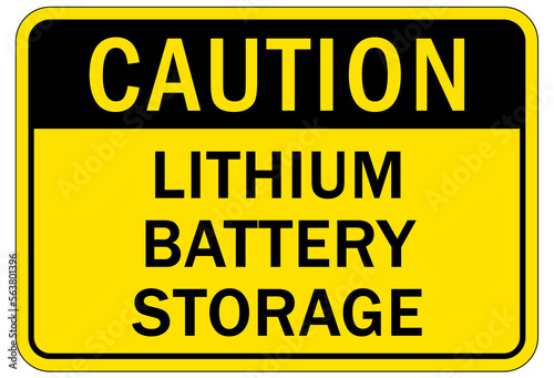 Battery storage sign and labels lithium