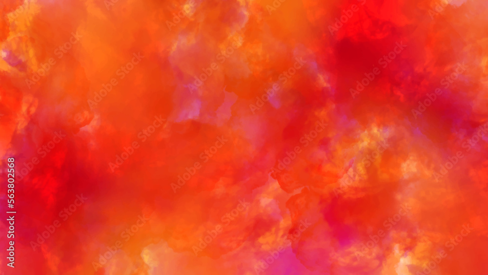 red and yellow background, abstract watercolor background with space. colorful sunrise or sunset colors in cloudy shapes. beautiful texture of yellow in hand painted watercolor background.