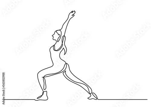 continuous line drawing vector illustration with FULLY EDITABLE STROKE of woman doing yoga (1)