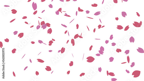 シンプルなピンク色の桜の花びらが舞う桜吹雪の背景イラスト
