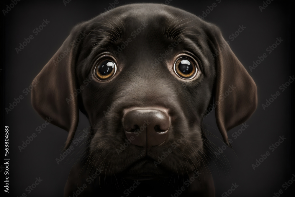 close up portrait of black dark brown puppy dog, sad eyes, labrador, generative ai close up portrait of black dark brown puppy dog, sad eyes, labrador, generative ai