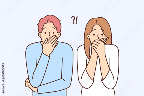 Astonished people shocked with unexpected news 