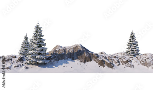 Fototapeta Naklejka Na Ścianę i Meble -  3D render forest and nature in winter
