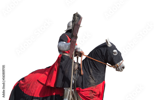 Isolated PNG cutout of a knight on his horse on a transparent background, ideal for photobashing, matte-painting, concept art 