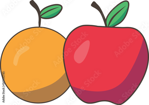 Fruit icons have oranges and apples.