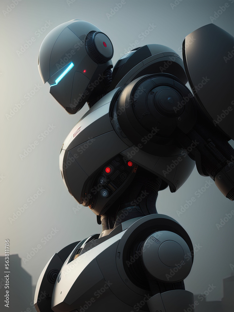 Cool robot Artificial man. Generative AI Cool robot Artificial man. Generative AI