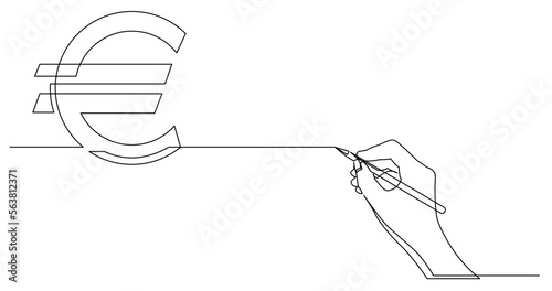 continuous line drawing vector illustration with FULLY EDITABLE STROKE of business concept sketch of euro sign