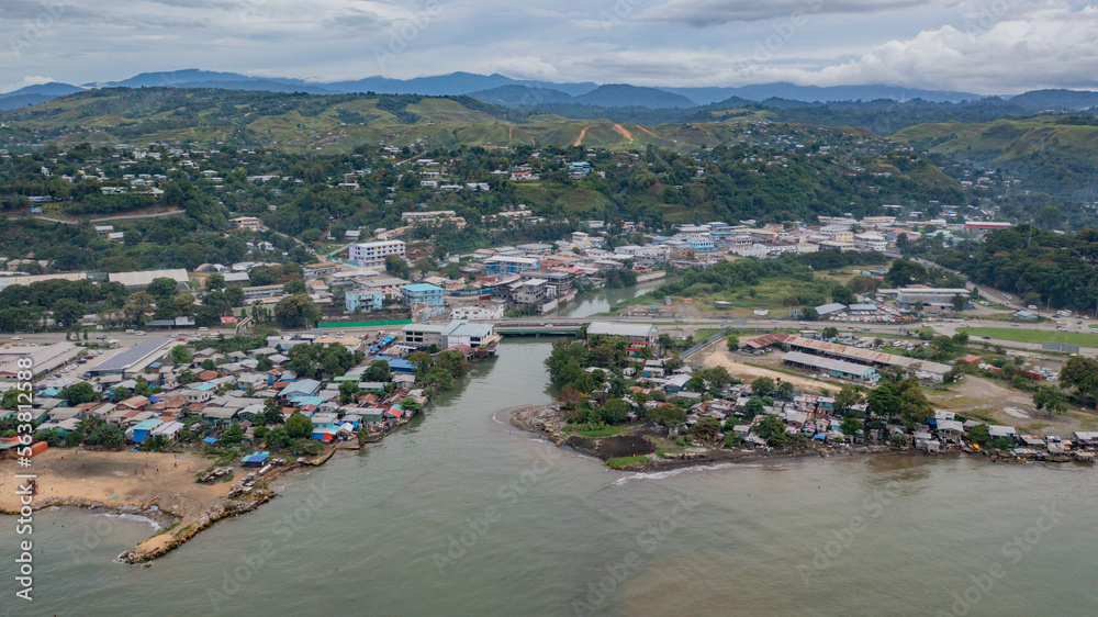 Rivermouth near settlement villages in Honiara.