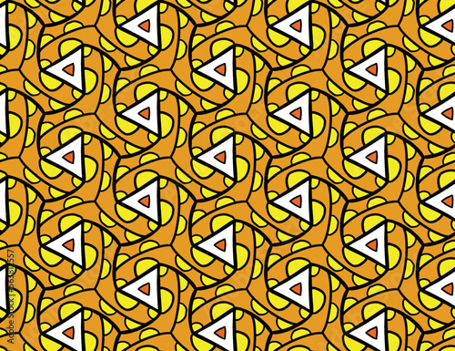 Geometric ethnic pattern seamless flower color oriental. seamless pattern. Design for fabric, curtain,yellow background, carpet, wallpaper, clothing, wrapping, Batik, fabric,Vector illustration.