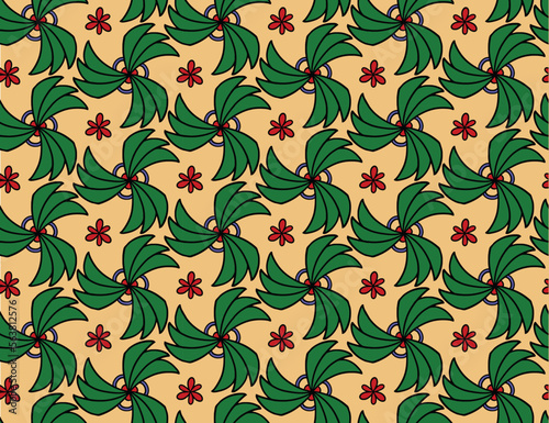 Geometric ethnic pattern seamless flower color oriental. seamless pattern. Design for fabric, curtain,yellow background, carpet, wallpaper, clothing, wrapping, Batik, fabric,Vector illustration.