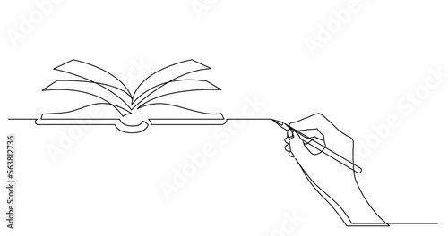 continuous line drawing vector illustration with FULLY EDITABLE STROKE of business concept sketch of open book